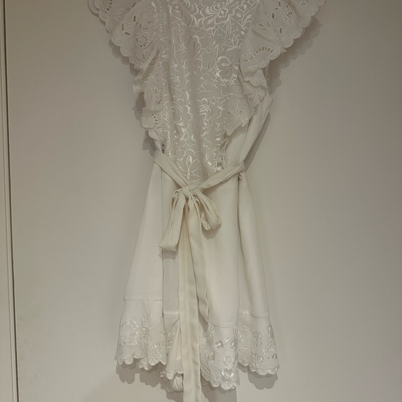 White Embroidered Lace Ruffle Romper - Picture 5 of 7